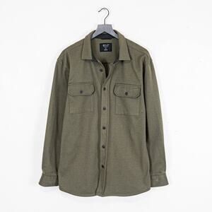 BYLT Premium Basics Coastal Overshirt Dark Olive heavy flannel XL